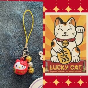 💰 Neiko cat hello kitty lucky 🍀 🧧fortune cat 🐱 keychain cell charm. W Bonus